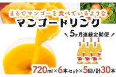 G-I4 【定期便・全5回】驚きの果実感！マンゴードリンクセット(720ml×6本)×5回【宮崎果汁】