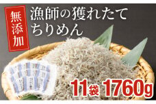 KU096 漁師の獲れたてちりめん 計1.76kg(160g×11袋)鮮度と美味しさに自信！ 海の幸【株式会社猪塚水産】