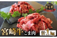 KU032-1 ＜宮崎牛＞こま肉200g×5袋(計1kg)