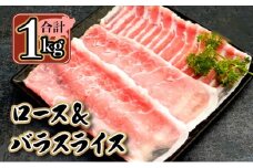 KU091 【数量限定】宮崎県産豚 ロース500g・バラスライス500g 計1kg　便利な個包装　