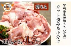 KU489-17-2510 【期間限定】＜2025年10月発送＞宮崎県産鶏もも肉340g×5パック　合計1.7kg