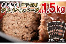 合計1.5kg！宮崎県産黒毛和牛100%グルメハンバーグ150g×10 ＜1.5-198＞【3月17日終了】