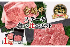 宮崎牛モモステーキ＆ロースステーキ 食べ比べセット 7枚 合計1kg  牛肉 ステーキ ブランド牛ミヤチク 内閣総理大臣賞4連覇 ＜3.4-2＞
