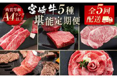 宮崎牛5ヶ月定期便 焼肉 スライス ステーキ A4等級以上 ブランド 内閣総理大臣賞4連覇＜9-7＞