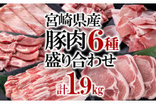宮崎県産豚肉6種1.9kg盛り合わせ 焼肉 とんかつ しゃぶしゃぶ スライス 小間切れ 食べ比べ 鍋＜1.2-27＞★