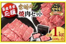 【畜産農家応援】宮崎牛 赤身＆肩ロース 食べ比べ焼肉セット１kg  （500g ×2）4等級以上 ミヤチク 内閣総理大臣賞4連覇 ＜1.7-40＞牛肉 赤身 焼肉