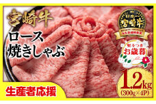 【お歳暮ギフト】【生産者応援】宮崎牛ローススライス1200g （300g×4 小分け）牛肉  焼きしゃぶ すき焼き しゃぶしゃぶ 鉄板焼肉 高級部位 ブランド牛 ミヤチク 内閣総理大臣賞4連覇＜3.4-1＞【年内発送】