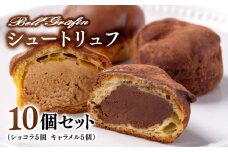 シュートリュフ・キャラメルシュートリュフ 10個セット 児玉菓子工房「ベルグレフィン」<1-5>菓子 洋菓子 おやつ ギフト 食べ比べ 宮崎県西都市★