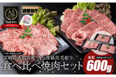 【最高品質のA5等級 西都和牛】黒毛和牛食べ比べ焼肉セット 赤身・カルビ 600g （200ｇ×3）小分け 宮崎県産＜1.7-35＞【カミチクファーム】牛肉 