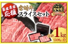 【10月発送】【畜産農家応援】宮崎牛肩ロース＆モモすき焼き1kg  （500g ×2）牛肉 4等級以上 スライス 鉄板焼肉 ブランド牛 ミヤチク 内閣総理大臣賞4連覇 ＜1.8-20＞すき焼肉 すき焼き肉 【10月より寄附金額見直し】
