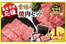 【10月発送】【畜産農家応援】宮崎牛 赤身＆肩ロース 食べ比べ焼肉セット１kg  （500g ×2）4等級以上 ミヤチク 内閣総理大臣賞4連覇 ＜1.7-40＞牛肉 赤身 焼肉【10月より寄附金額見直し】