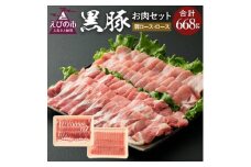えびの純粋 黒豚お肉セット (肩ロース368g・ロース300g) 合計668g 焼肉 豚肉 お肉 ギフト 贈り物 お礼 お祝い 高級 宮崎県えびの市産 冷凍 送料無料