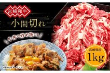  【2025年9月発送】訳あり 牛肉 宮崎和牛 小間切れ 1kg 1000g 250g×4個 牛肉 お肉 スライス 経産牛 和牛 冷凍 小分け 宮崎県産 九州産 送料無料