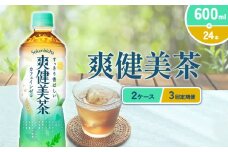 爽健美茶 600ml PET【コカ・コーラ】ペットボトル 2ケース(48本) 定期便 3回(144本) セット お茶 カフェインゼロ ノンカフェイン ハトムギ ブレンド茶 宮崎県 えびの市 送料無料