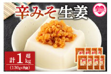 ＜辛みそ万能おかず生姜 8袋セット（130g×8P）＞国産生姜を細かく刻み旨みのある味噌と唐辛子を加えた万能おかず生姜！ 宮崎県産 国産 醤油漬 生姜 ショウガ 薬味 生姜焼き セット 詰め合わせ ふるさと納税 三股町 特産品 おかず生姜 【MI090-ko】【株式会社上沖産業】