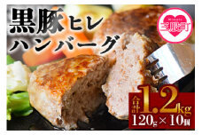 ＜宮崎県産黒豚ヒレハンバーグ120g×10個＞ (計1.2kg)の冷凍小分けセット！ 国産 宮崎県産 豚肉 ポーク ヒレ肉 肉加工品 牛脂 ハンバーグ 小分け 個包装 簡易包装 冷凍 おかず お弁当 惣菜 レトルト 焼くだけ 簡単調理 冷凍食品【MI104-nk】【中村食肉】