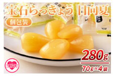 ＜宝石らっきょう 日向夏(個包装セット) 280g(70g×4袋)＞らつきょう ラッキョウ 辣韭 おつまみ 肴 ご飯のおとも おやつ 間食 野菜 旬 漬物 国産 宮崎県産 九州産 小分け 個包装 ギフト gift プレゼント【MI153-hd】【原田青果】