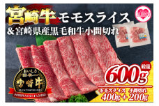 【数量限定】＜宮崎牛モモスライス400gと宮崎県産和牛小間切れ200g 総量600g＞【MI237-my】【ミヤチク】