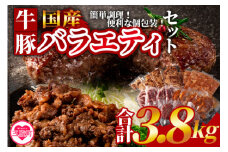 ＜簡単お肉おかず小分けバラエティーセット総量約3.8kg(牛・豚)＞国産 牛肉 豚肉 小分け 個包装 肩ロース ロース みそ漬け 味噌漬け ホルモン タレ漬け 和牛 牛 豚 小間切れ コマ切れ ハンバーグ バーベキュー BBQ 簡単【MI272-hr】【肉の豊楽】