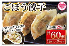 【数量限定！】＜ごぼう餃子(12ヶ入×5パック)＞ ギョウザ ぎょうざ ギョーザ ゴボウ 冷凍 惣菜 弁当 焼くだけ おつまみ 簡単調理 中華 グルメ 【MI284-fu】【福栄生餃子店】