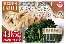 ＜【訳あり】小分け冷凍野菜詰め合わせ【全3回隔月定期便】（ほうれん草、ささがきごぼう）＞詰め合わせ(合計4.05kg・1.35kg×3回)  カット野菜 カット済み 牛蒡 ゴボウ ほうれんそう ほうれん草 小分けパック 冷凍食品【MI300-bk-B】【ベーカリー梅茂登】