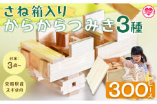 ＜さね箱2段 からからつみき3種 クリエイティブセット 合計300ピース＞ 木のおもちゃ 知育玩具 子供 おもちゃ 積み木 男の子 女の子 子ども プレゼント 4歳 5歳 安心 安全 国産 宮崎県産 杉 ベビー 誕生日 こどもの日 贈り物 贈答【MI404-bo】【boofoowoo】