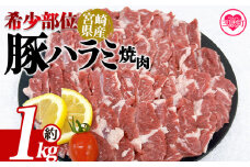 ＜宮崎県産希少部位 豚ハラミ焼肉 約1kg＞ 国産 豚肉 ぶたにく お肉 はらみ 焼き肉 ブタ ステーキ BBQ 1キロ  使いやすい 真空冷凍 お弁当 ジューシー 肉質 柔らかい 上品 豊かな味わい 味彩豚 ブランド 数量限定  冷凍食品 小分けパック 【MI462-tr】【TRINITY】