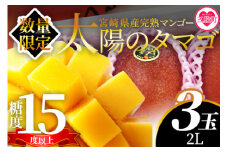 【期間数量限定】2025年5月より順次発送＜宮崎県産完熟マンゴー 太陽のタマゴ＞2L(3玉入り)国産 宮崎 マンゴー 完熟 旬 果物 フルーツ セット 等級A 階級3L〜4L 冷蔵配送 果実【B-0606-yk-x1】【みまたんよかもん協同組合】【ふるさと納税】