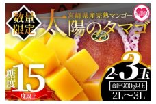【期間数量限定】2026年5月より順次発送＜宮崎県産完熟マンゴー 太陽のタマゴ＞ 2L～3L(2～3玉入り)合計900g以上 国産 宮崎 マンゴー 完熟 旬 果物 フルーツ セット 等級A 階級2L〜3L 冷蔵配送 果実【B-0606-yk-x1】【みまたんよかもん協同組合】【ふるさと納税】