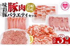 ＜味彩豚 豚肉バラエティ約3kgセット＞ バラエティー 国産 ぶた お肉 ブタ 精肉 切り落し こま 小間切れ 豚コマ バラ肉 使いやすい 保存 切り身 スライス おかず お弁当 惣菜 ポークカレー 肉じゃが 料理 アレンジ  小分けパック 冷凍食品【MI551-tr】【TRINITY】