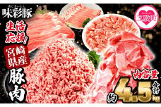 ＜【生活応援】宮崎県産 味彩豚 豚肉バラエティセット 約4.5kg＞ 【レビューキャンペーン】ぶた ブタ 切り落とし 豚こま ローススライス 生姜焼き しゃぶしゃぶ 豚ミンチ ハンバーグ 野菜炒め 餃子 煮込み 炒め物 たっぷり料理 【MI634-tr】【TRINITY】