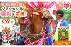 ＜地域の祭りを彩る ジャンカン馬 栗姫を応援！オリジナルキャラクタージャンカちゃんグッズ付（ポストカード3枚）＞寄附 寄付 お礼の品 返礼品あり 地域貢献 伝統文化 文化継承 ふるさと 応援プロジェクト まつり継続支援 JANKAN NEXT100 保護 保全活動 動物愛護 動物 ボランティア 愛護活動【MI641-ar】【アラテイク】