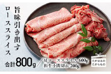 宮崎牛肩ローススライス 600g＆黒毛和牛小間切れ 200g ワンストップオンライン対応 TF0543-P00043