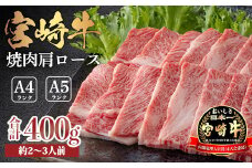 《A5・A4ランク》宮崎牛焼肉(肩ロース)約400g 内閣総理大臣賞受賞の黒毛和牛 [ブランド牛 牛肉 ワンストップオンライン] TF0572-P00012