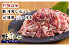 【定期便3ヶ月】宮崎県産豚肉切り落とし合計6kg(6000g) ひと月に200gの小分けパック10袋お届け! [国産 日本産 お肉 ワンストップオンライン]  TF0686-P00020