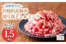 《寄付金8,000円で1.5kg！》国産 豚肉切り落とし＆豚肉ミンチ 大容量豚肉2種詰め合わせセット 合計1500g ワンストップオンライン対応 10000円以下 TF0765-P00070
