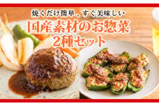 焼くだけ簡単惣菜セット!国産素材のハンバーグ&ピーマンの肉詰めセット2.2kg (ハンバーグステーキ150g×8個・ピーマンの肉詰め500g×2パック) [国産牛100% 黒毛和牛 黒豚 お弁当のおかず] TF0813-P00064
