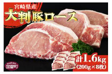 ＜宮崎県産 豚大判ロース 合計1.6kg＞翌月末迄に順次出荷【 豚肉 豚ロース カツ丼 豚丼 カツカレー ステーキ ソテー トンテキ とんかつ 厚切り 1枚200g 小分け お料理 おかず おつまみ 料理 真空パック 個包装 筋切り済 個包装 夕飯 ご飯 食べて応援 国産 送料無料 1600グラム 】