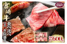 ＜宮崎牛特選食べ比べ6点盛り 合計約600g (約100g×6種)＞2か月以内に順次出荷