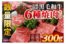 ＜宮崎県産黒毛和牛(経産)6種焼肉セット 300g＞入金確認後、1か月程度で出荷 【 国産 黒毛和牛 牛肉 牛 精肉 焼き肉 焼肉 サーロイン リブロース 肩ロース ウデ モモ バラ 贈答品 ギフト 贈り物 グルメ ミヤチク 宮崎県 国富町 】
