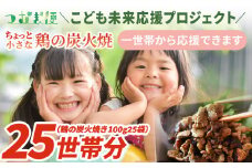 ＜こども未来応援プロジェクト　つむぎ便 ちょっと小さな鶏の炭火焼　25世帯分＞【 返礼品なし 選べる 数量 支援 ボランティア 国産 肉 鶏肉 手焼き レトルト 常温保存 非常食 保存食 おかず 惣菜 宮崎名物 炭火焼き レトルト 】