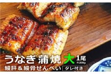 うなぎ蒲焼（大サイズ）１尾 ～鰻肝＆鰻骨せんべい付き～