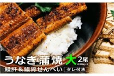 うなぎ蒲焼（大サイズ）２尾 ～鰻肝＆鰻骨せんべい付き～