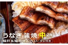 うなぎ蒲焼（中サイズ）２尾 ～鰻肝＆鰻骨せんべい付き～