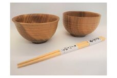 食卓に木の温もりを、サクラのお椀（3.5寸）とカヤのお箸セット