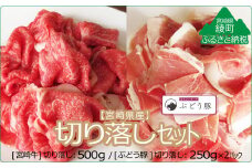 『綾ぶどう豚』『宮崎牛』切り落しセット1kg