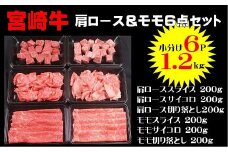 宮崎牛肩ロース＆モモ６点セット1.2Kg（200g×6p）