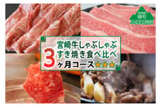 宮崎牛しゃぶしゃぶ・すき焼き食べ比べ 2.4kg【3か月定期便】