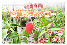 ＜宮崎県産 完熟マンゴー ｢家庭用｣（約1.5kg）＞ ※2024年6月上旬～9月上旬迄に順次出荷 果物 フルーツ マンゴー くだもの 特産品 完熟 国産 宮崎県 高鍋町