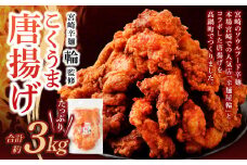 ＜宮崎辛麺「輪」監修 こくうま唐揚げ 3kg＞2か月以内に順次出荷